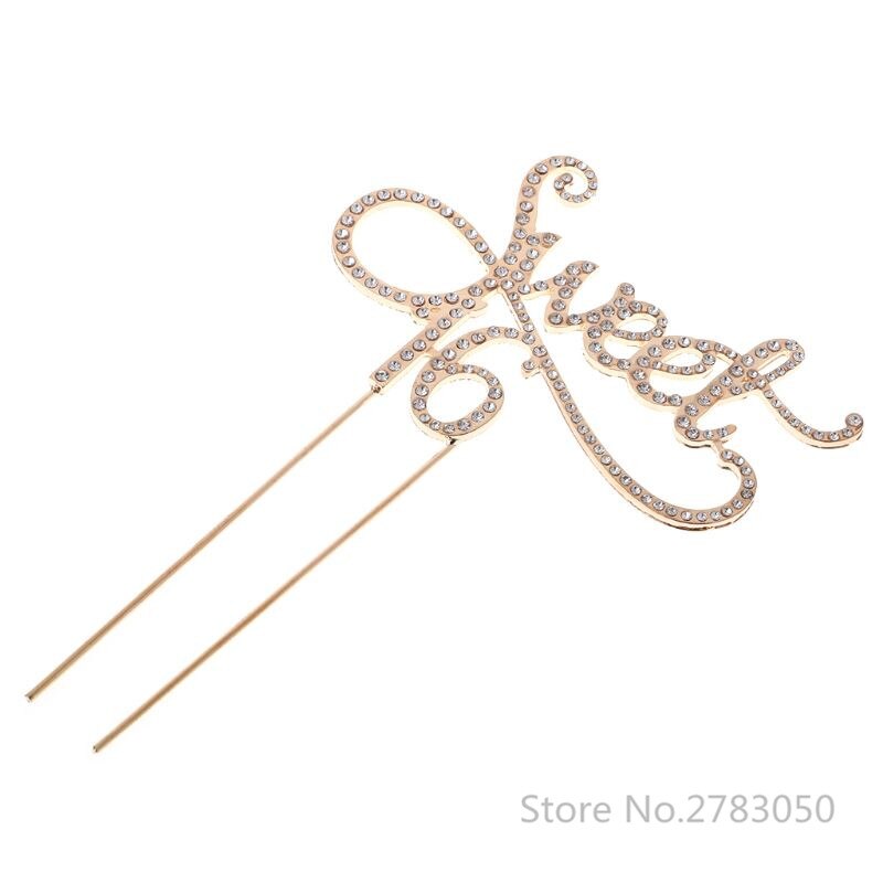 Sweet 16 Cake Topper 16th Birthday Party Themes With Rhinestone Decoration Anniversary Cake Decorating Supplies Gold/Silver