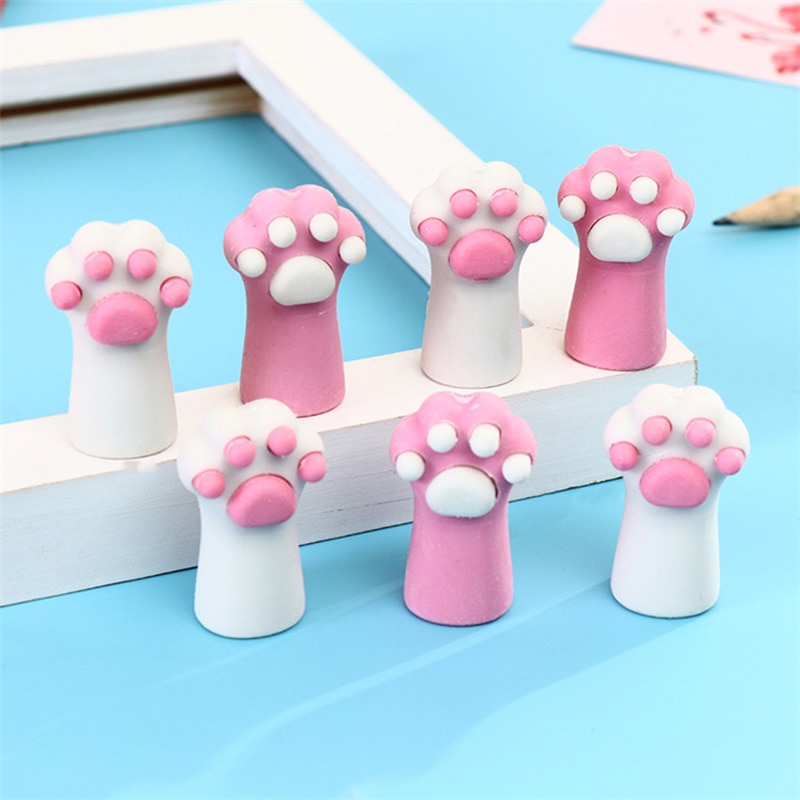 1PC Cute Cat Paw Cat Claw Pen Pencil Cap Eraser Stationery Rubber Pencil Grip for Kids Child Pencil Topper