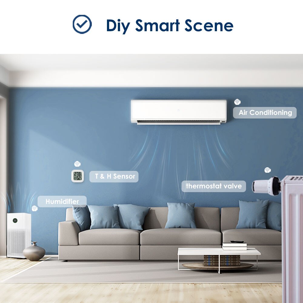 Tuya ZigBee Temperature Humidity Sensor LCD Screen Display For Smart Home Automation Remote Control Smart Life Alexa Google Home