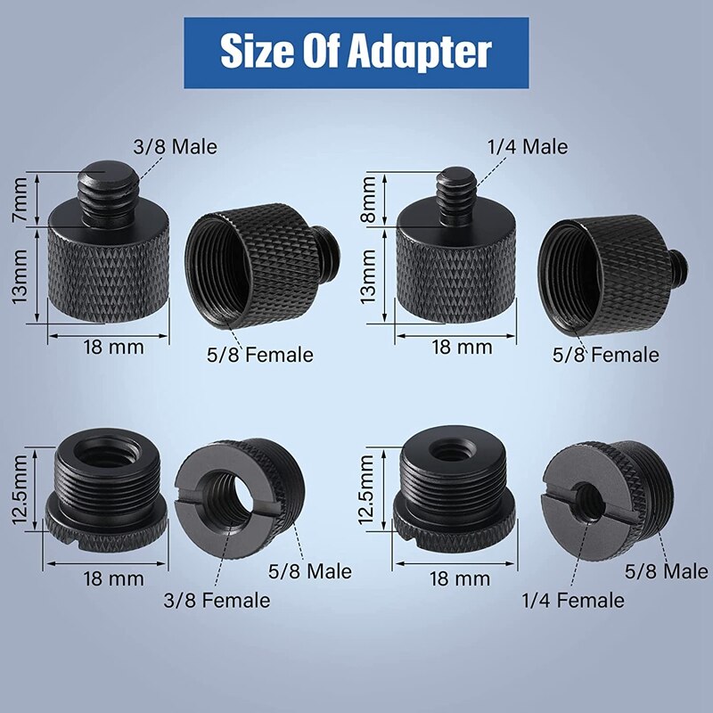 8Pcs Mic Stand Thread Adapter Set,5/8 Female To 3/8 Male And 3/8 Female To 5/8 Male Screw Adapter Thread