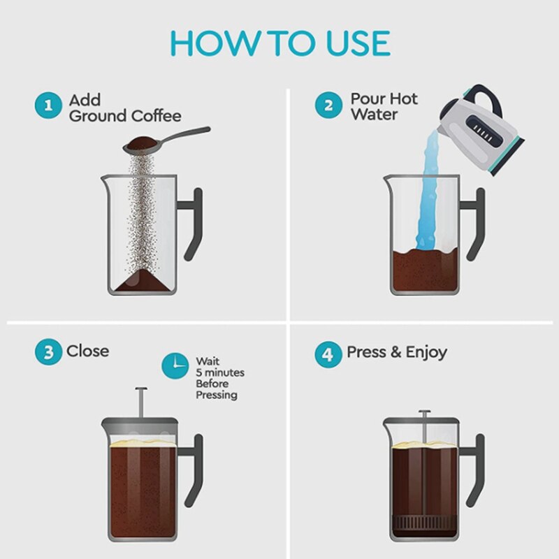Stainless Steel French Press Coffee Maker 1L Double Wall Coffee Press ,And Easy Press, Coffee Press