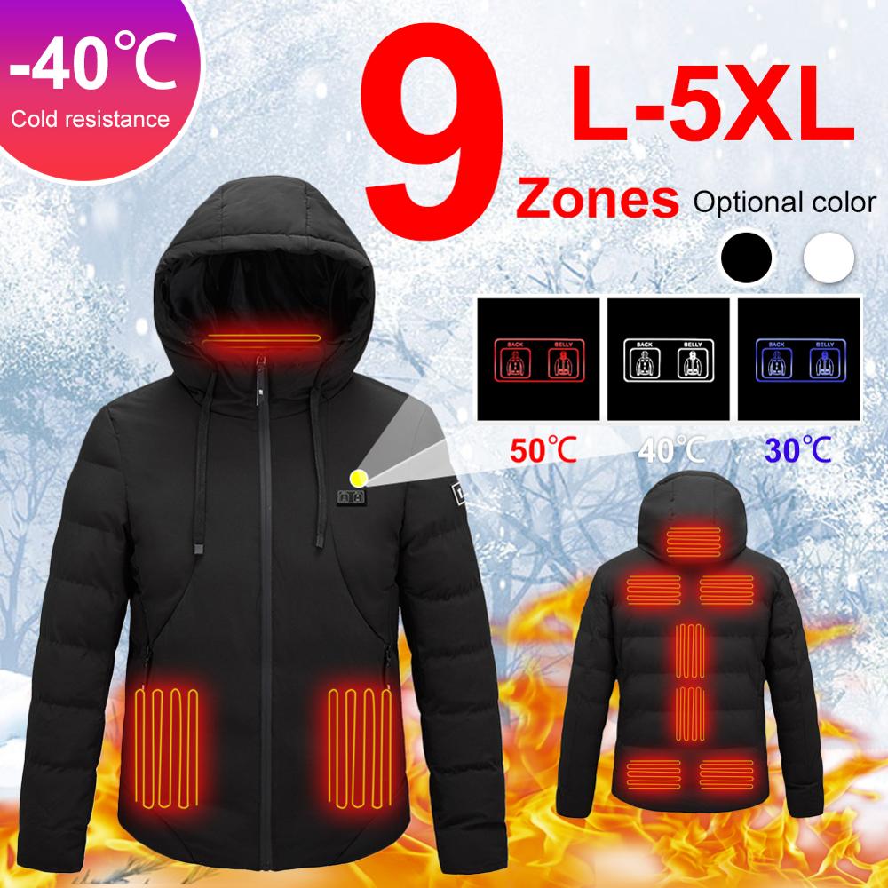 Heating Jacket Vest 9 Zone Heater Dual Control USB Jacket Heated Thick Camping Tourism Thermal Jacket