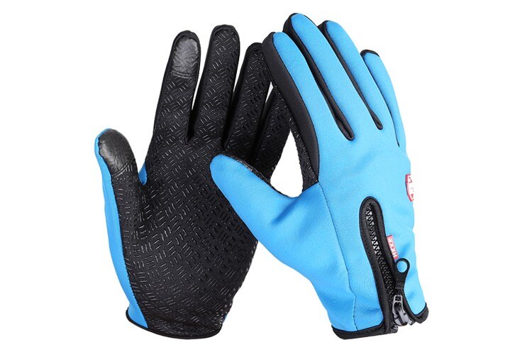 Luvas impermeáveis para motociclismo, 3 cores, ideal para homens e mulheres, luvas de esqui, snowboard e motocicleta, touch screen, neve, à prova d&#39;água, windstopper: blue / L
