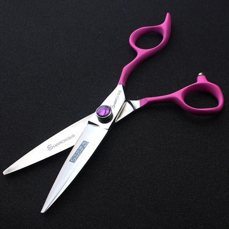 Hairdressers Barber Special Scissors Household 6" Willow Leaf Scissors Japanese Style 440C Sliding Cutting Shears Gilt Purple: half pink