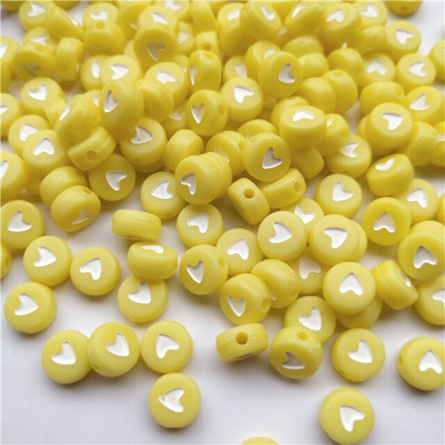 100pcs/lot 7mm Round Acrylic Spacer Beads Love Heart Beads For Jewelry Making DIY Handmade Charms Bracelet Accessories: Yellow