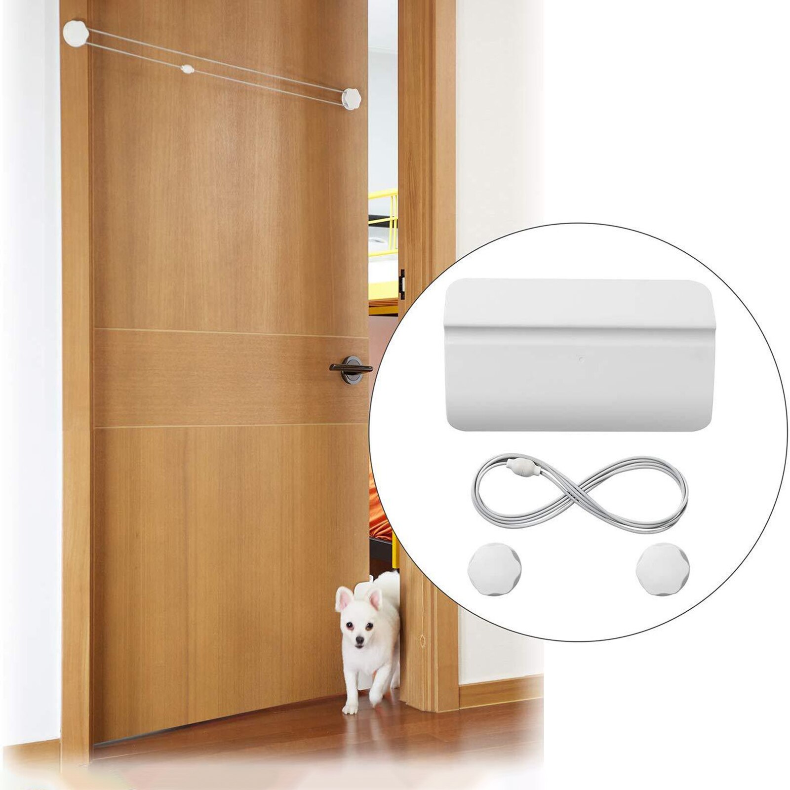 PawHut Veiligheidshek voor honden, uittrekbaar, 75-85 x 76 cm, trap, gangen, deuren, zonder boren, staal en ABS, wit