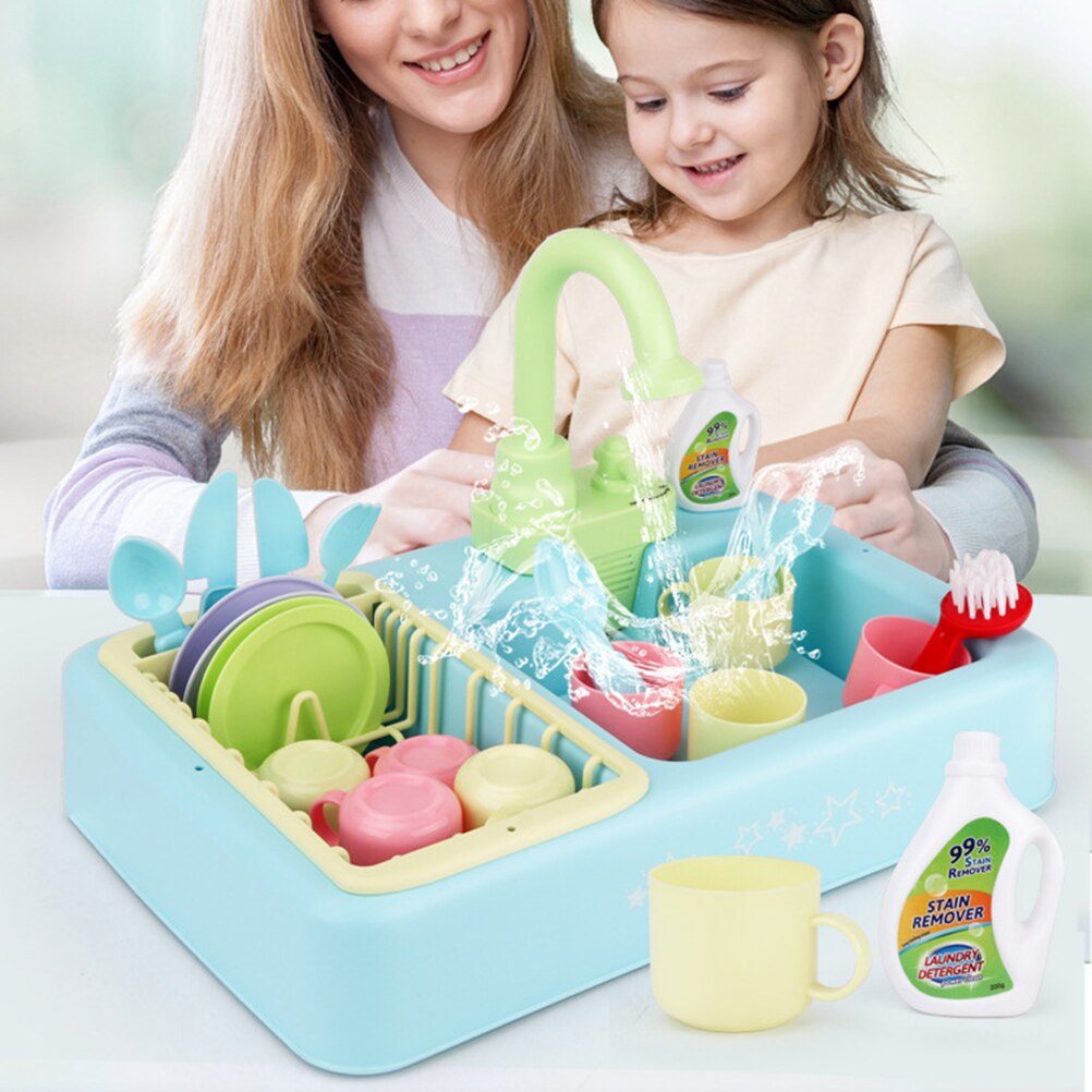 Gesimuleerde Aanrecht Speelgoed Set Automatische Water Circulatie Keuken Benodigdheden Speelgoed Circulatie Water Afwassen Set Kids #10