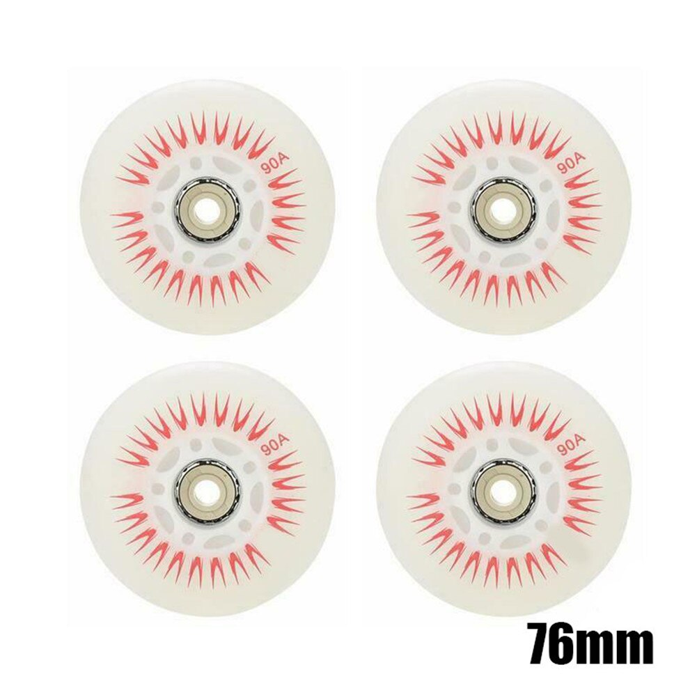 Roues de patins à roulettes coulissantes 90A, éclairage LED, accessoires colorés, 68/72/76/80MM, 4 pièces,rollers patins 4 roues: Red  76mm