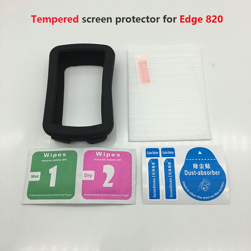 Gel Edge 820 – boîtier de protection en caoutchouc pour vélo, GPS, ordinateur, avec Film de protection d&#39;écran, pour Garmin Edge 820: Black Tempered