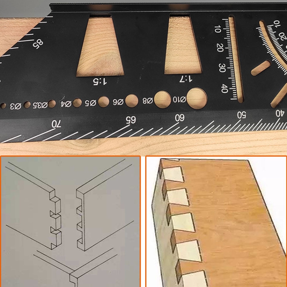 45 90 graden Meten Accessoires Aluminiumlegering Nauwkeurige Draagbare Multifunctionele Houtbewerking Hoek Heerser Markering Gauge Vierkante