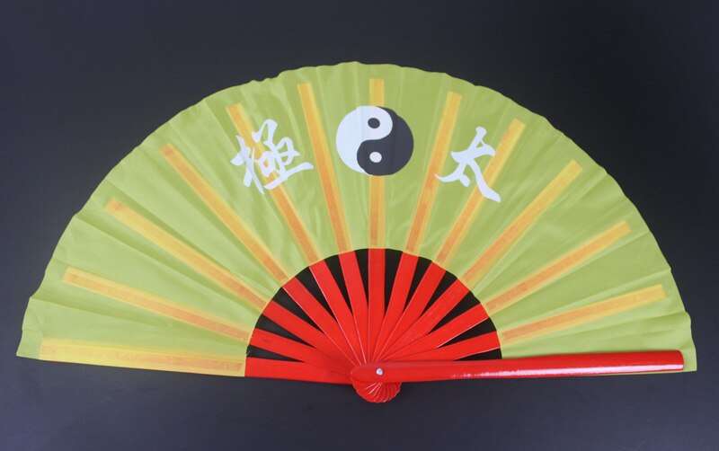 Chinese Kung Fu Tai Chi Vechtsport Acht Trigrammen Bamboe Fan ROOD GEEL