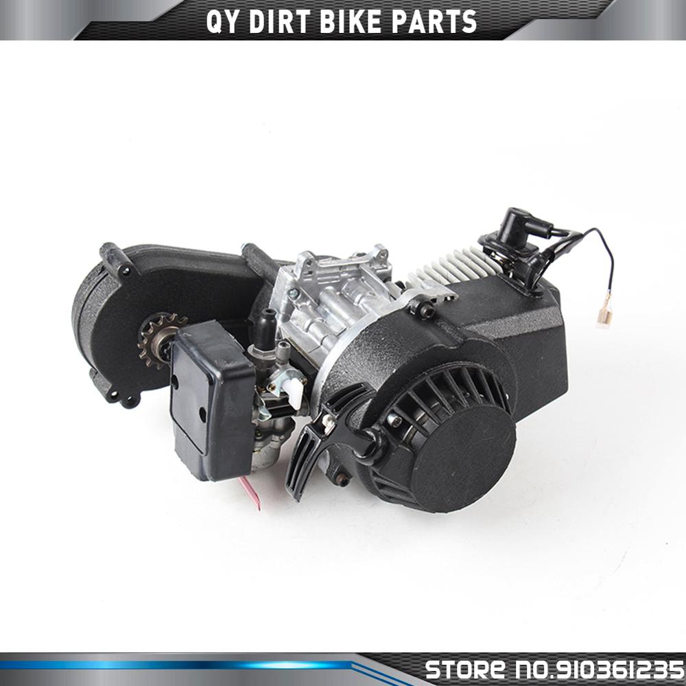 2 temps en plastique 49CC moteur tirer E démarrage 13MM carburateur en plastique pour Mini Moto poche ATV Quad Buggy saleté Pit Bike