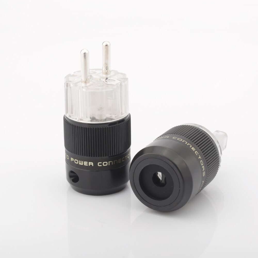 Hight EUR Schuko EU Power Plug IEC Connector plug Male Female Power Plug 24K Gold plated Rhodium silver Plated HIFI diy: T-Rhodium Plated