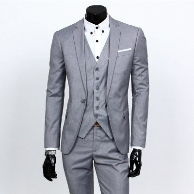 ZOGAA traje de para hombre, traje de boda ajustado Formal para negocios, traje de novio para hombre, traje de 3 piezas, traje de doble pecho para hombre: Gris / XL