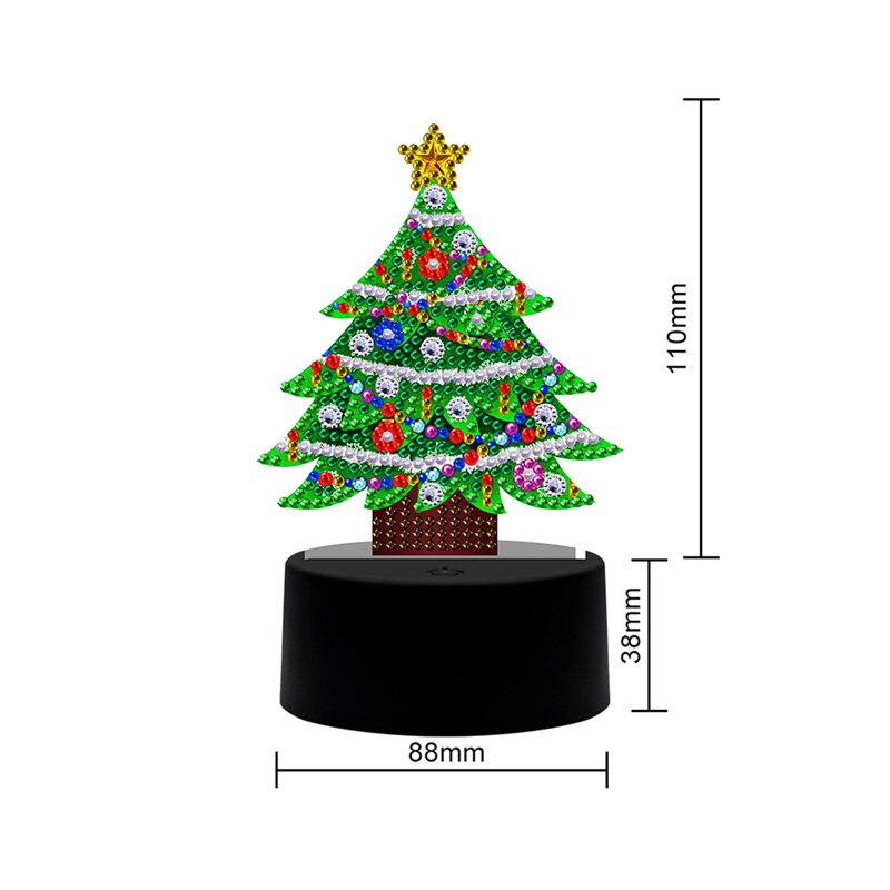 Cuadro de Navidad con diamantes de Navidad, bordado con luz LED, decoración de noche, punto de cruz, artesanal: F