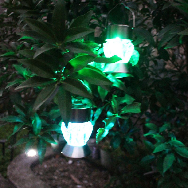 7 färger växlande led lykta lampa hängande solar ljus kristall vattentät utomhus hem trädgård dekor bbq festtillbehör