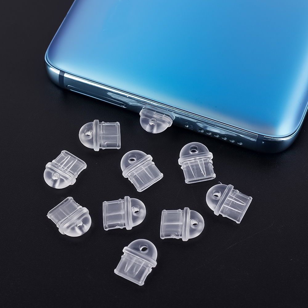 10-1 Uds DIY tapón antipolvo para IPhone tipo C puerto de carga Micro USB tapón antipolvo transparente 3,5mm tapón para conector de auriculares enchufe a prueba de polvo