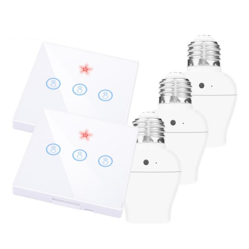 SMATRUL E26 E27 Lamp Holder Bulb Smart Switch Light Touch Wireless 1/2/3 Gang 433Mhz RF Remote Control Wall Panel Home 110V 220V: 12