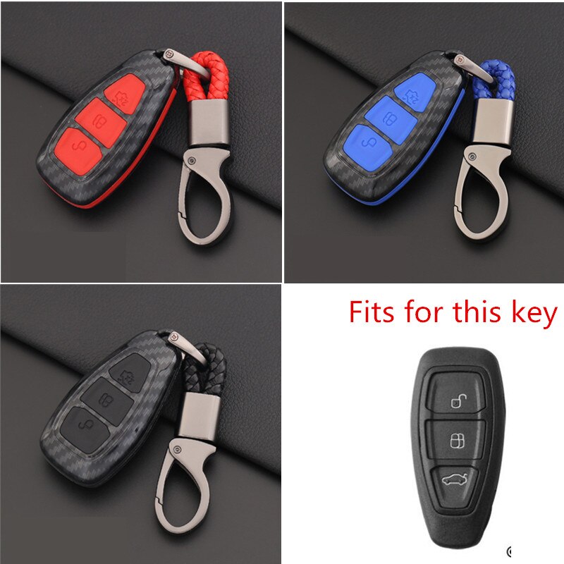 Carbon Fiber Remote Control Car Key Smart Remote Key Case Cover for Ford Fiesta Focus 3 4 MK3 MK4 Mondeo Ecosport Kuga Focus ST