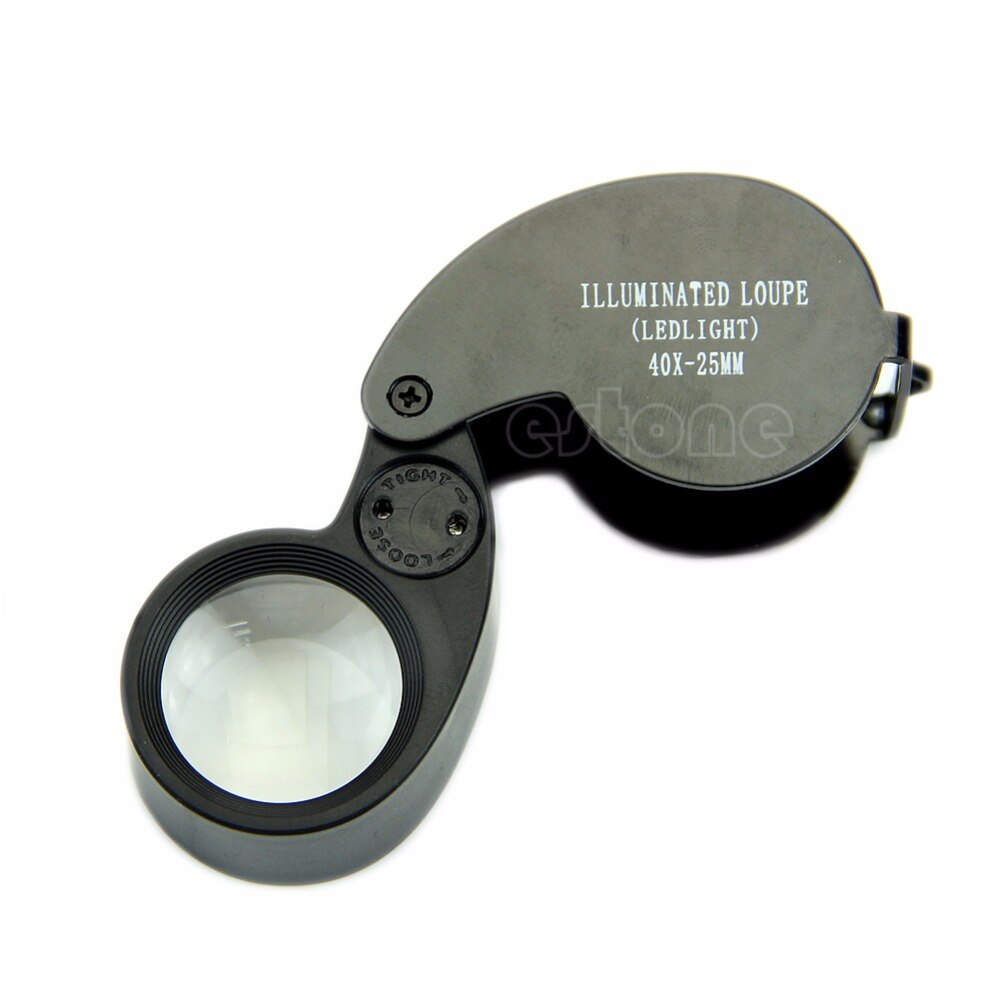 40x 25mm Glass Magnifying Magnifier Jeweler Eye Jewelry Loupe Loop Led Light