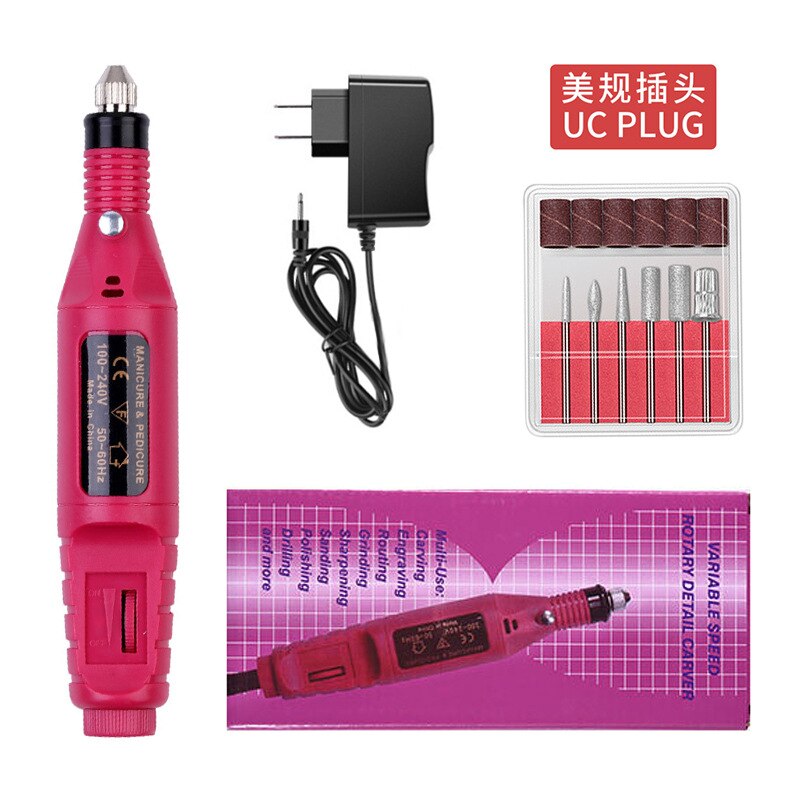 Professionele Elektrische Nagel Boor Machine Manicure Machine Pedicure Boor Set Keramische Nagelvijl Nail Boor Apparatuur Gereedschappen: US PLUG ROSE