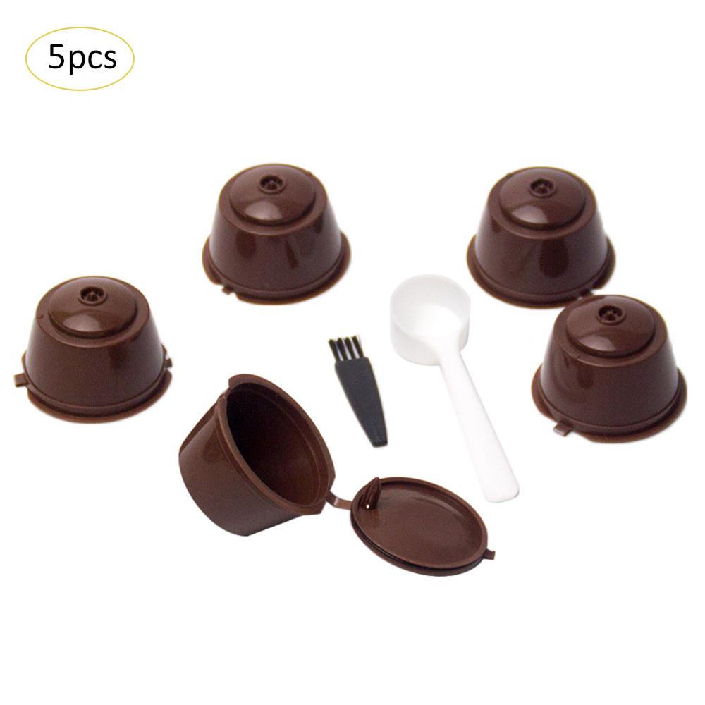 5Pcs Herbruikbare Koffie Filter Mand Capsules Hervulbare Nescafe Capsule Cup Cafeteira Dolce Gusto Koffie Capsule Caps Lepel Borstel