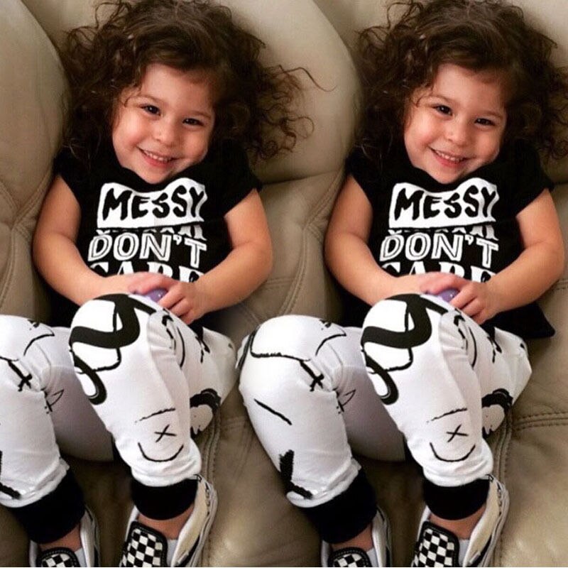 Peuter Kids Baby Outfit Casual T-shirt Tops + Broek Broek 2 STKS Set Kleding 2 3 4 5 6 7 Jaar Kleding Sets