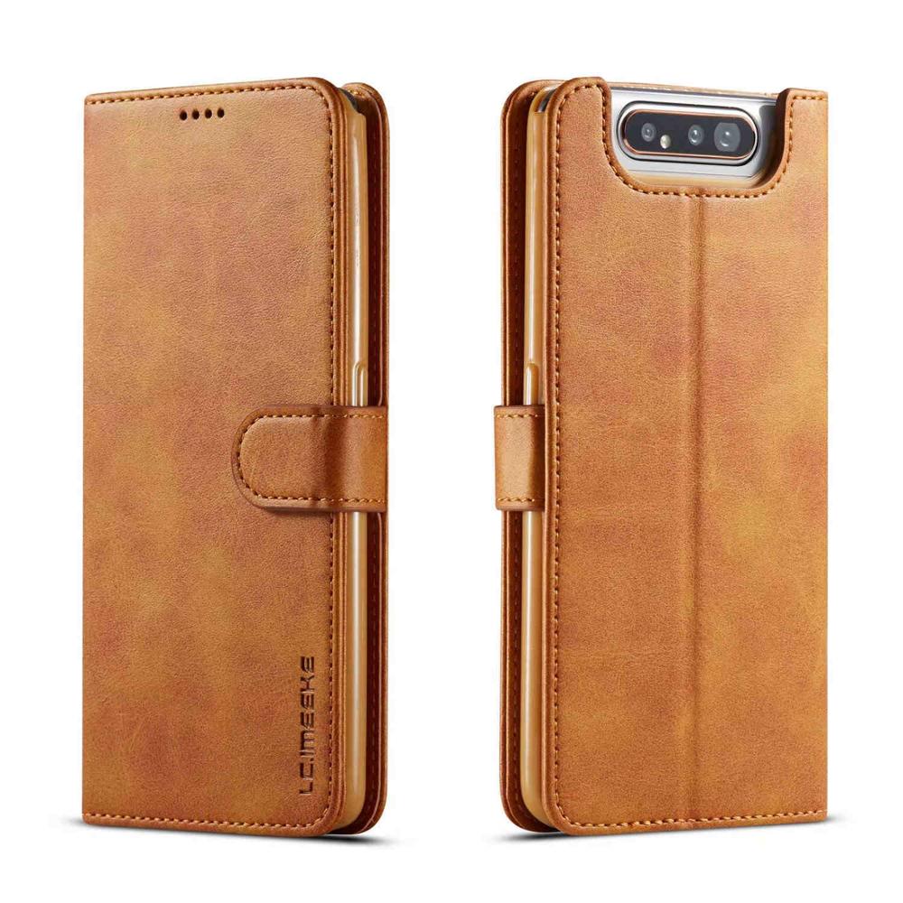 Funda para Samsung Galaxy A80 Funda tapa libro billetera de cuero Funda Vintage magnética protectora Funda para Samsung A80 A90 Etui: For Samsung A80 / Yellow