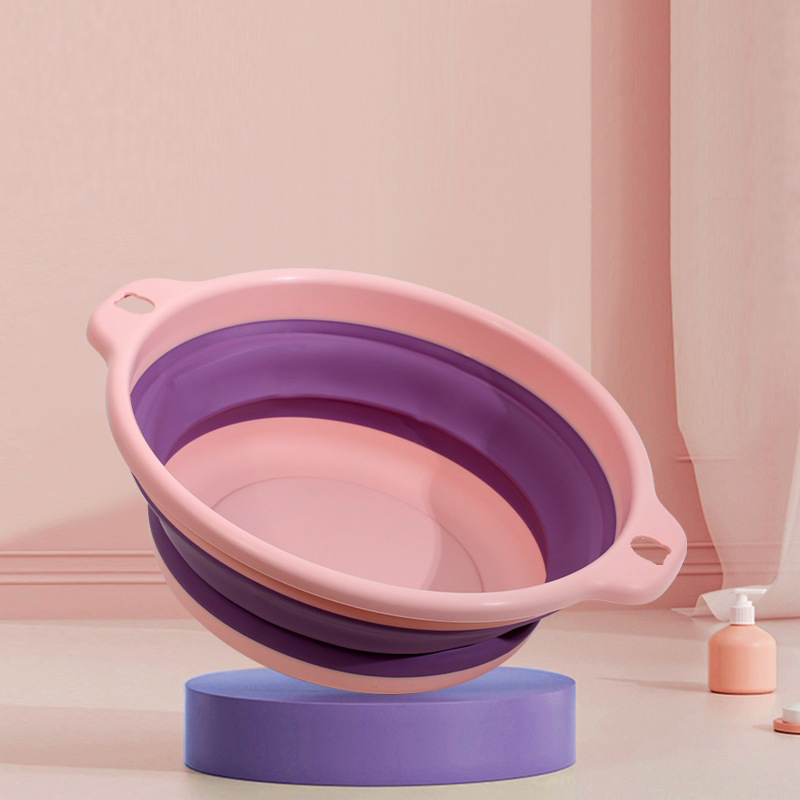 Portable Foldable Laundry Basin Plastic Travel Folding Wash Basin Safe Durable Foldable Wash Basin Bathroom Household Supplies: PURPLE