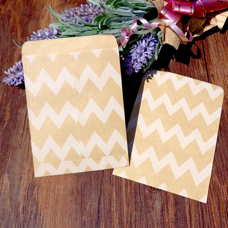 30 enveloppes à pois, lot de 30 modèles, enveloppes rétro en papier Kraft à rayures Chevron, lot de papier pour de fête postale, sac en papier 9x12,5 cm