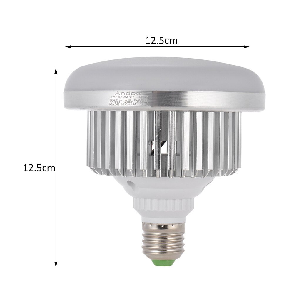 Andoer LED Shotography Light E27 40W Energy Saving LED Bulb Lamp 5500K 3200K 4000K Adjustable Color Temperature AC185-245V