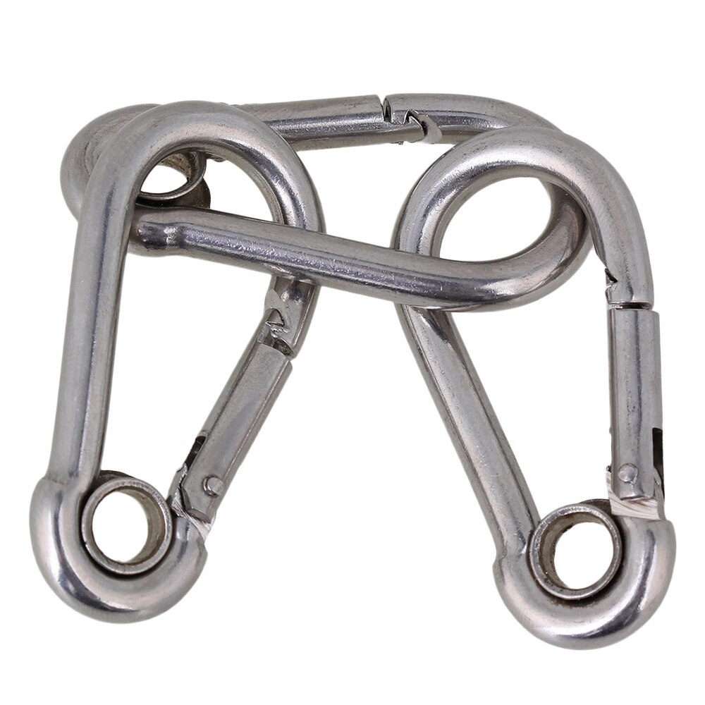 M5 304 Stainless Steel 50mm Spring Hook Eyelet for Outdoor Sports Set of 5