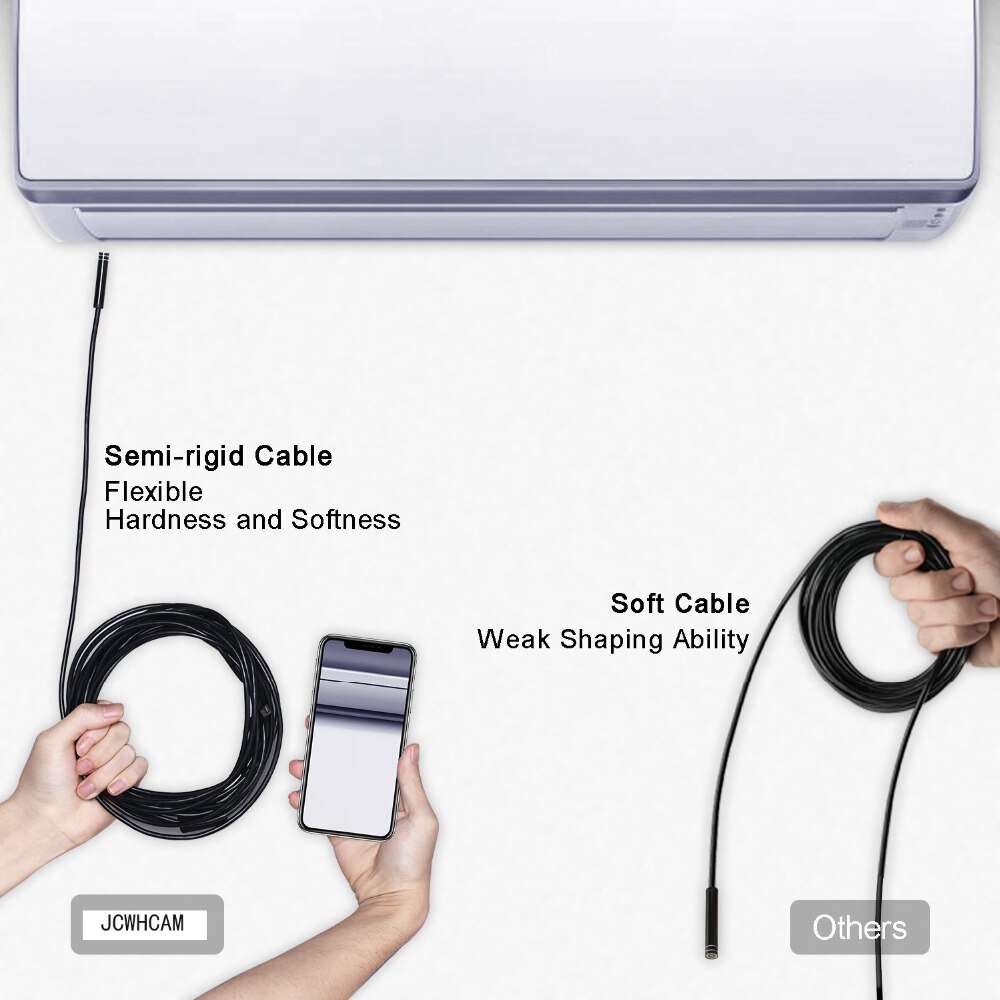 Caméra endoscopique étanche USB, objectif 5.5MM câble Semi-rigide 1M/2M/3.5M/5M, Android, Endoscope, Mini caméra, pour téléphone PC Android