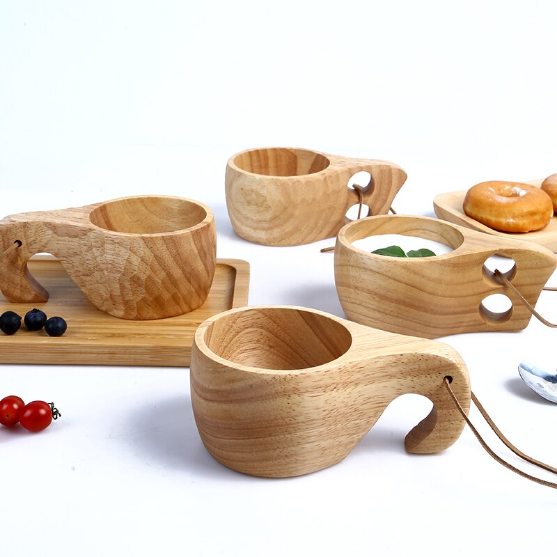 Taza portátil china de madera para café, té, leche, agua, zumo, limón, hecho a mano, novedad