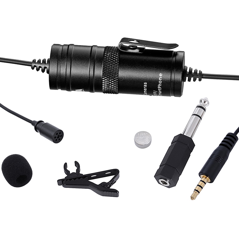 BY-M1 Universal Clip-on Collar Tie Microphone Mobile Cell Phone Microphone Mic for IOS Android Camera Recording Pen