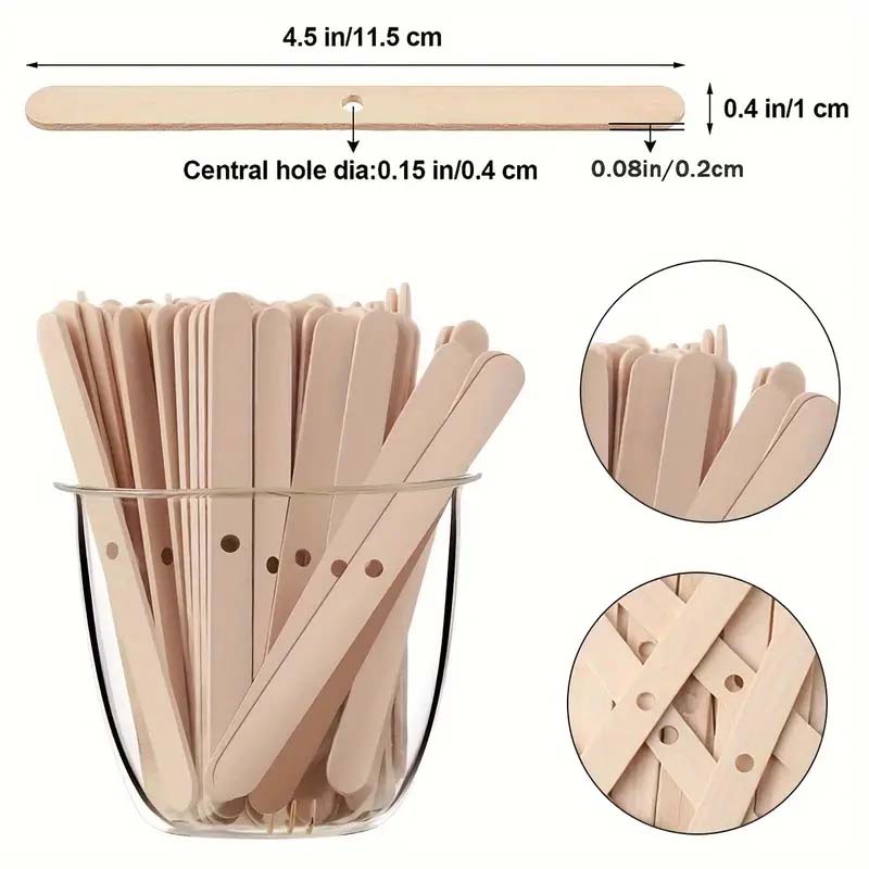 50 unids/set punzón de madera soporte fijador de mecha de vela con agujero, Clip de fijación de mecha de luz de palo