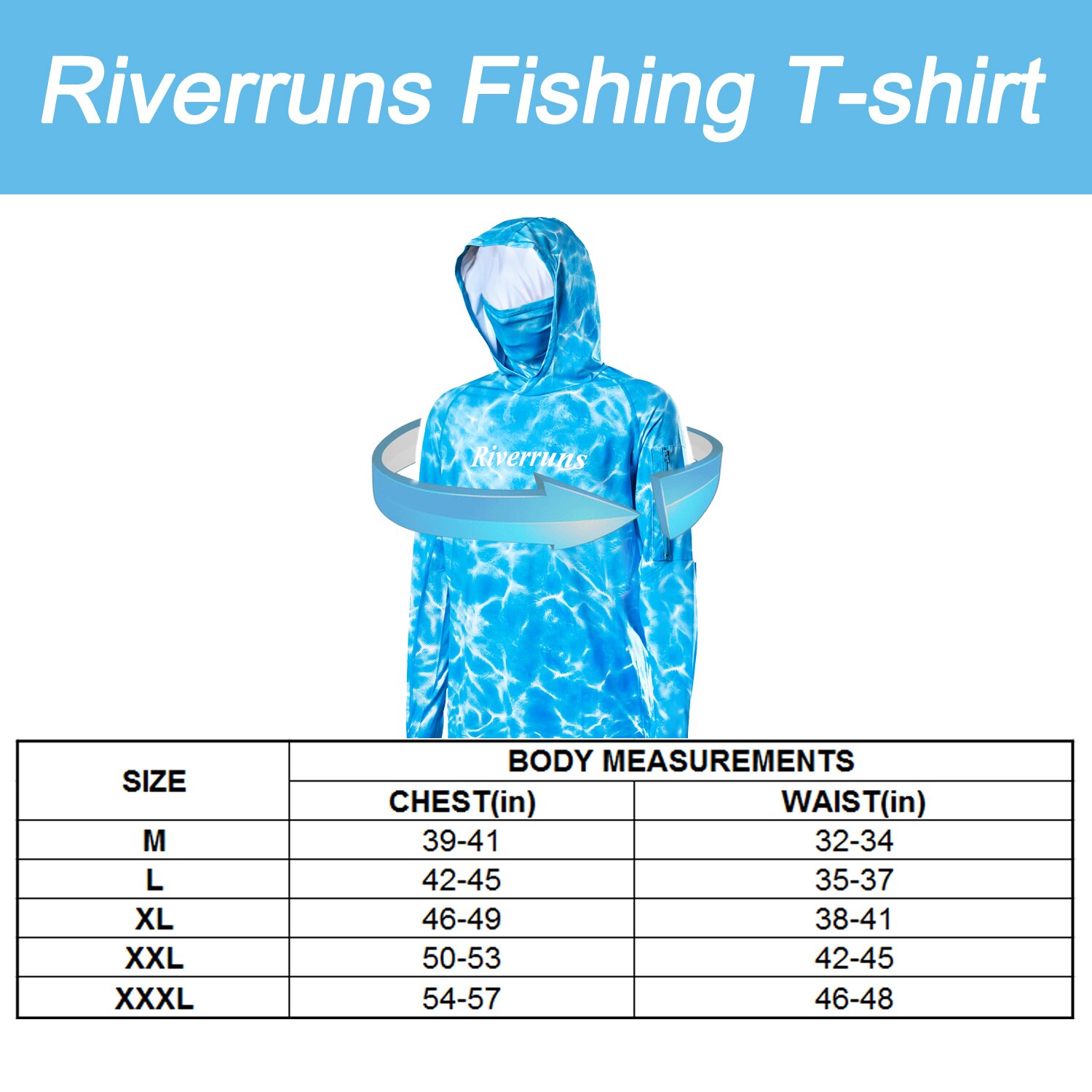 F Riverruns Sun Protection Lightweight Fishing T-shirt, Fishing Hoodie Long sleeves Shirt for Men and Women Fishing, Hiking