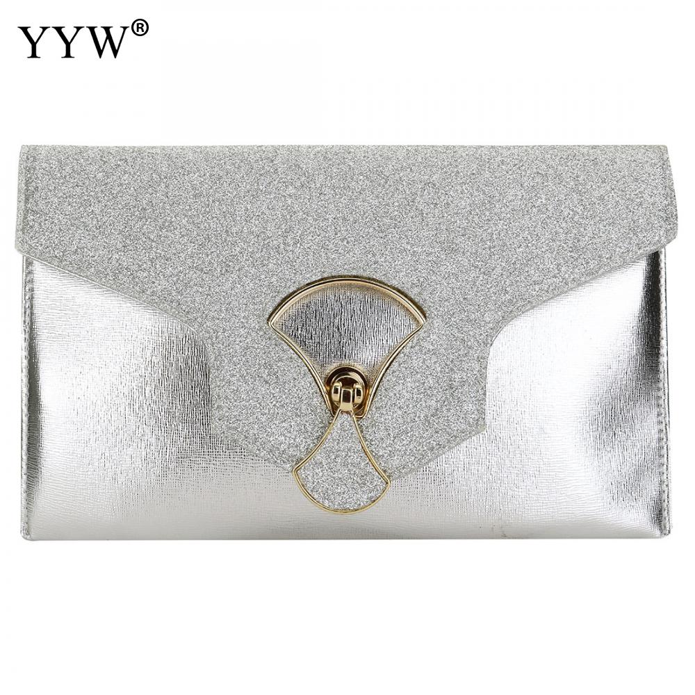 Gold Evening Clutch Tassen Voor Vrouwen Lederen Luxe Portemonnees Handtassen Vrouwelijke Avondtassen Kleine Wedding Party Bag: silver