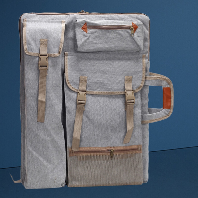 Art portefeuille sac Case sac à dos planche à dessin sac avec fermeture à glissière d'épaule bretelles pour artiste peintre étudiants Art gris