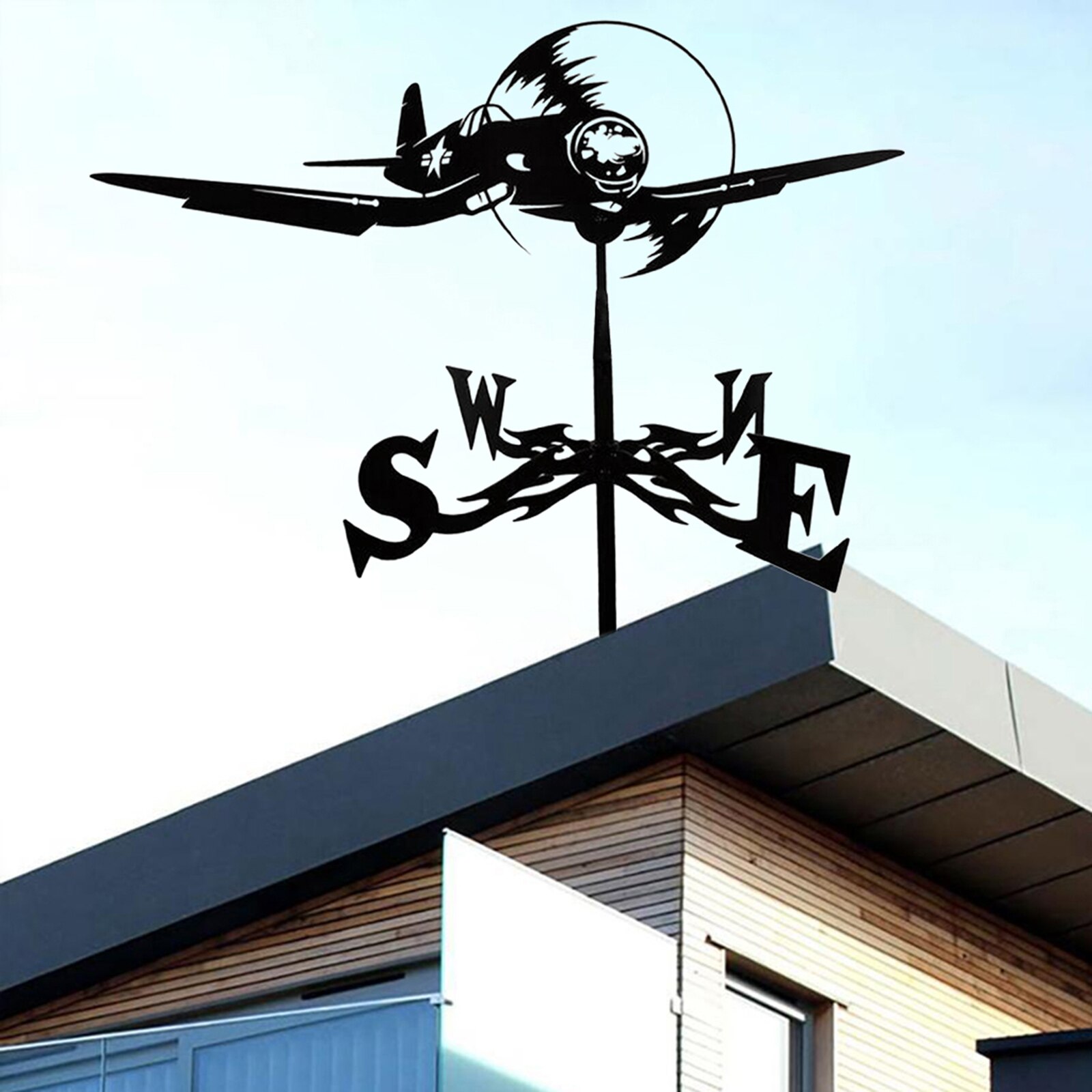 Vintage Look Iron Weather Vane Yard Roof Outdoor Bracket Weathervane Cupolas: Plane