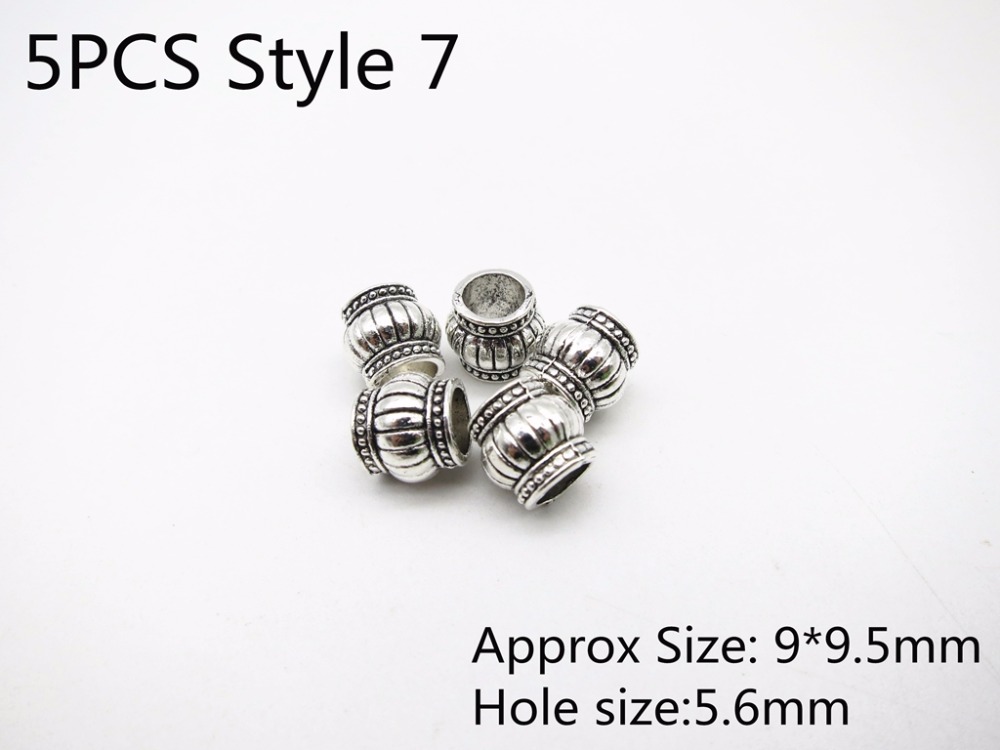 5Stck Antike silber Haar flechten Dreadlock Perlen ringe rohr Wikinger Rune Bart perlen DIY Haar Styling Zubehör: 5Stck Stil 7