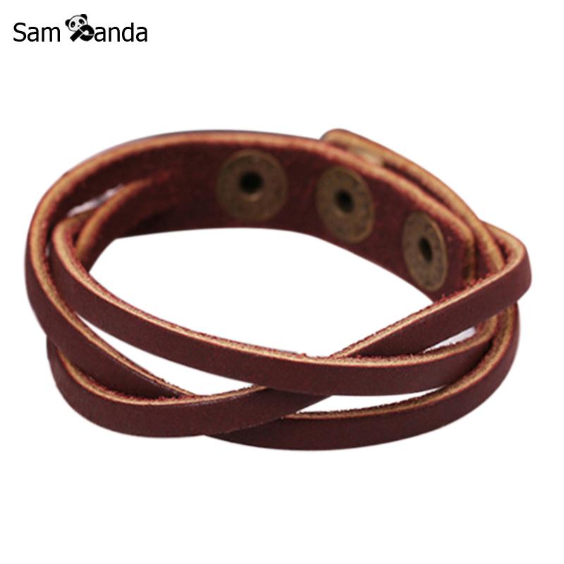 Vintage Snap Bracelet Men/Women Adjustable Leather Wrap Bracelets & Bangles Pulseira Masculina Jewelry