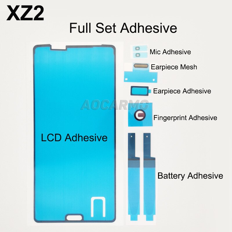 Aocarmo For SONY Xperia XZ2 H8216 H8266 H8296 Full Set Adhesive Front LCD Battery Sticker Mic Earpiece Fingerprint Tape Glue