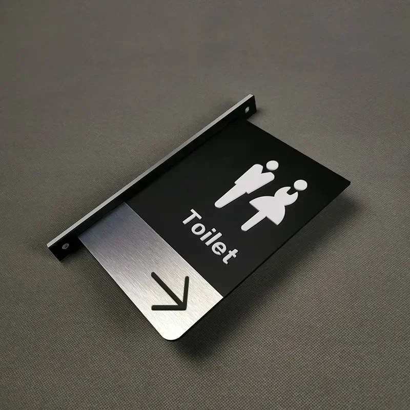 Letrero de puerta de doble cara para hombre y mujer, señal de recordatorio de baño montada en el lateral, señalización de inodoro para Hotel y WC