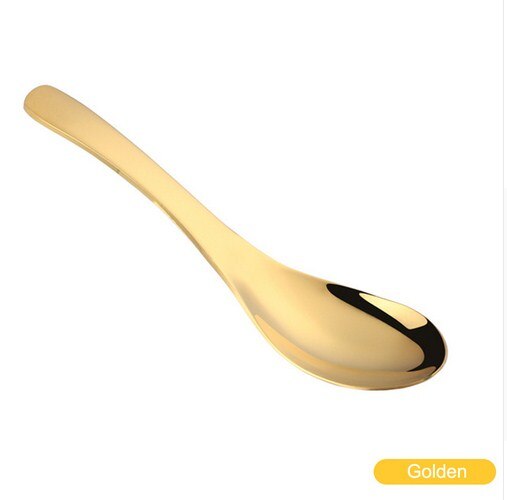 Hoch 304 Edelstahl Löffel 3 Größe Große Gold Reis Suppe Löffel freundlicher Eis Nachtisch Löffel Küche Abendessen geschirr: Gold / M 4x15.1(cm)