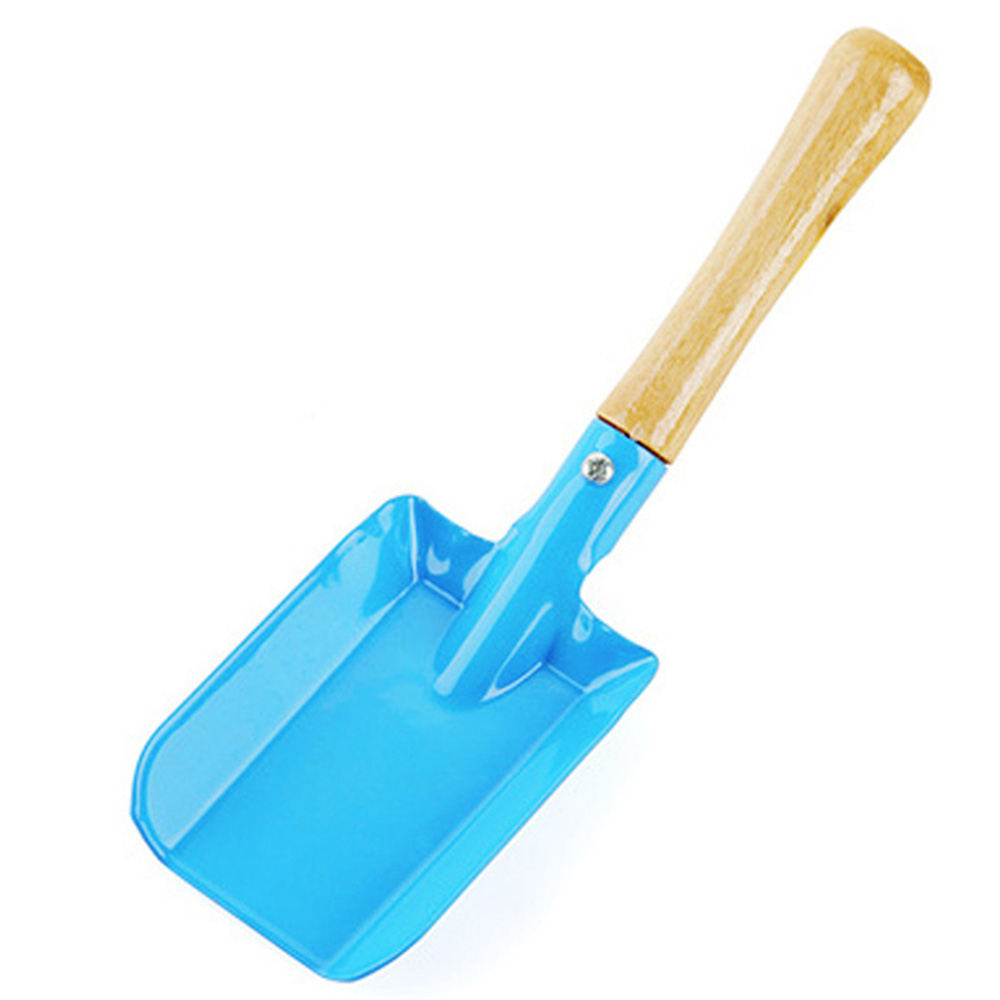 Mini pá de ferro colorida com punho de madeira, 20cm, separação do solo, pá multifuncional para jardim, ferramentas duráveis de jardinagem: Azul