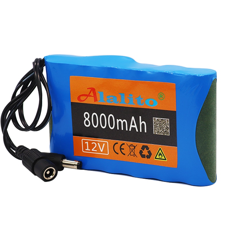 ALalito High Power battery pack 8Ah 18650 Rechargeable Lithium Ion battery pack capacity DC 12.6V 8000mAh CCTV Cam Monitor