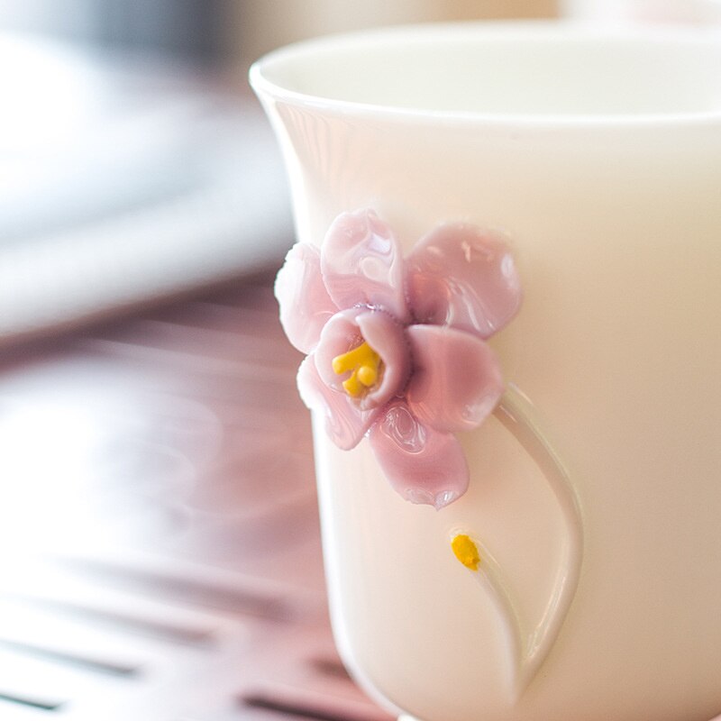 High-end Handmade Pinch Flowers Ceramics Personal Master Cup Household Puer Kung Fu Teaset Tea Ceremony Drinkware Packaging