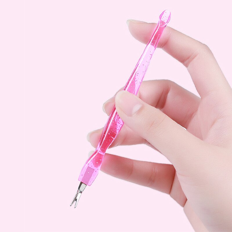 Quitacutículas de uñas, manicura de plástico, portátil, quitacutículas, cortador, removedor de uñas, herramienta práctica para dedo del pie en horquilla
