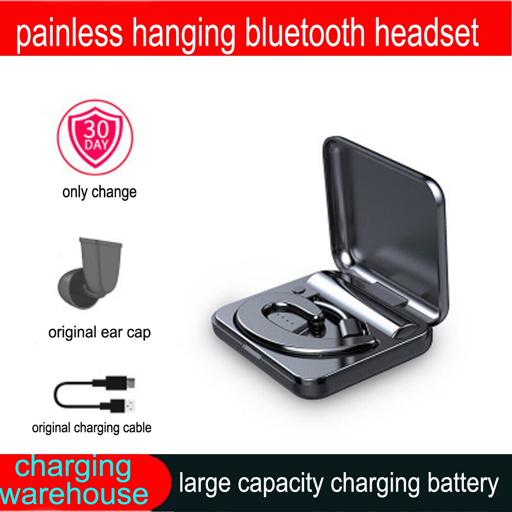 Bluetooth Oortelefoon Draadloze Hoofdtelefoon Noise Canceling Oordopjes Voor Telefoon Mic Pijnloos Beengeleiding Headset Oorhaak Voor Sport: black with box